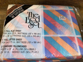 Tastemaker Stevens ~ NOS Vtg Full Bed Sheet Set 4-Piece USA 1980&#39;s - £31.14 GBP