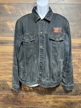 Y2K Rocawear Black Denim Jacket Mens Sz 44 Stars Stripes Hip Hop Streetwear - $38.00
