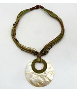 White Seashell Pendant Tribal Design Necklace with Vibrant Color String - $20.50 CAD