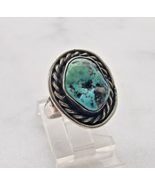 SOUTHWESTERN STYLE VINTAGE 925 STERLING SILVER NARURAL TURQUOISE RING SI... - €38,25 EUR