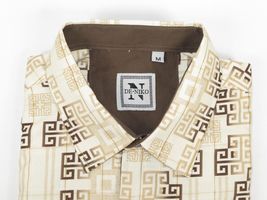 Mens Sports Shirt by DE-NIKO Long Sleeves Fashion Prints Soft Modal NK600 Khaki image 6