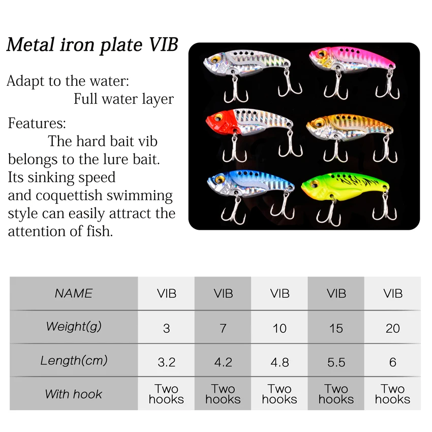 Sporting 1Pcs Winter Metal VIB Spinner Spoon Fishing Lure 3g 7g 10g 15g 20g Jigs - £23.84 GBP