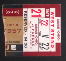 Miami (Ohio) vs Purdue Boilermakers Football Game Ticket Stub Oct. 26, 1957 (b) - £15.72 GBP