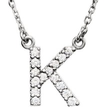 Precious Stars 14K White Gold 1/8CTW White Diamond Initial K Pendant Necklace - £385.68 GBP