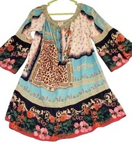 Umgee Cute Short Dress Tunic Sz M Floral Animal Belle Sleeves Aqua Black... - £17.26 GBP