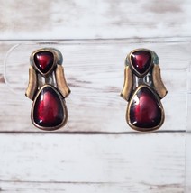Chico&#39;s Clip On Earrings Red Gems - Some Tarnish - £6.37 GBP