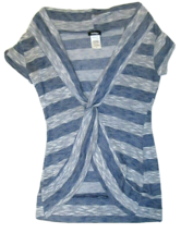 Junior&#39;s VANITY Heather Blue &amp; Gray Horizontal Striped Top Sz Small - £9.71 GBP