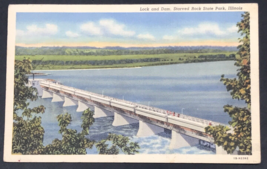 1910s Lock &amp; Dam Starved Rock State Park La Salle County IL Postcard Illinois - £6.04 GBP