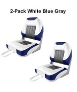 Boat Seats 2 Low Back White Blue &amp; Gray Premium UV Treated Marine Grade ... - €138,50 EUR