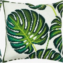 Monstera Magic Needlepoint Pillow Kit - 16x16 Inches. Premium Printed Tapestry C - $133.60