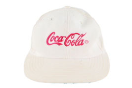 Vintage 90s Distressed Coca Cola Script Spell Out Snapback Hat Cap White - $24.70