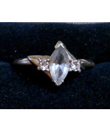 Avon Cocktail Ring Silver Tone w/ Ice Blue Marquise &amp; Rhinestone size 5 ... - £15.59 GBP