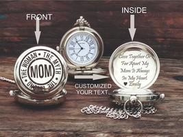 Engraved Brass Pocket Watch - Personalized Gift For Mom - Gifts For Family - £18.34 GBP+