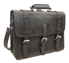 Vagarant Traveler 17 in. Bag - 18 in. Full Leather Briefcase Backpack LB06.DS - £386.08 GBP