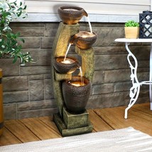 Indoor Water Fountain Cascading LED Light Rustic Relaxation 40&quot; Tall Home Decor - £197.90 GBP