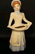 Vintage Weil Ware California Pottery Victorian Lady Planter Blue Floral 9.25&quot; - £27.29 GBP