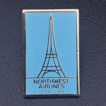 Northwest Airlines Pin Gold Tone Enamel Eiffel Tower June 1989 Vintage Travel - $11.95