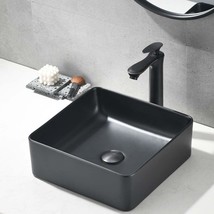 Wesliv 14&quot;X14&quot; Matte Black Bathroom Vessel Sink Above Counter Rectangle - £93.12 GBP