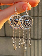 Witchy Goth Sun, Moon and Dangle Stars Earrings - £7.07 GBP