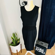 Carmen Marc Valvo Ponte Scoop Neck Dress, Black Size: 10, Fringe Dress NWT - £50.98 GBP