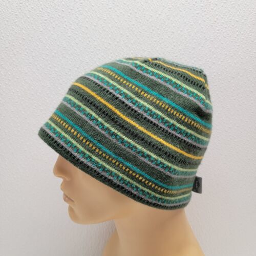 Turtle Fur Adult Merino Wool Acrylic Blend Winter Beanie Hat Green Stripes - $29.60
