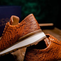 genuine ostrich quill fashion sneaker Shoes Scanno Antique Cognac image 12