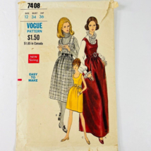 Vintage Vogue 7408 Pattern Size 12 Bust 34 Hip 36 Fitted Bodice Uncut FF - $24.99