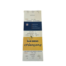 1983 San Diego Chargers &quot;Ghost&quot; AFC Playoff Ticket Became Road Game vs. Steelers - $25.00