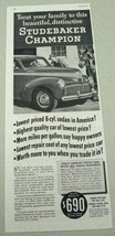 1941 Print Ad Studebaker Champion 6 Cylinder Sedan Highest Quality - £9.17 GBP