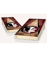 Florida Seminoles Dark Wood Cornhole Board Vinyl Wrap Skins Laminated Decal Set  - £42.65 GBP