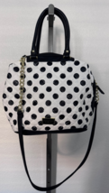 Betsey Johnson White Black Polka Dot Quilted Tote Handbag READ - $49.49