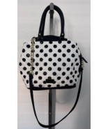 Betsey Johnson White Black Polka Dot Quilted Tote Handbag READ - $907.85 MXN