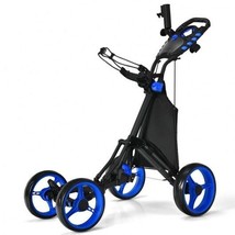 Golf Push Pull Cart with Foot Brake-Blue - Color: Blue - $266.47