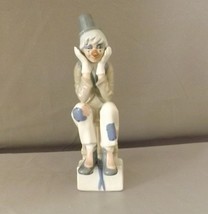 Enesco Clown Figurine Vintage Handpainted Lladro-Style Thinking Clown Statue - £15.97 GBP