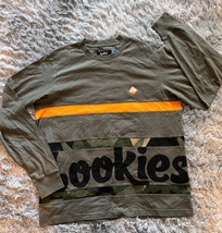 Cookies SF  Long Sleeve T Shirt Size L Olive Green Orange Camo Drippy - $39.99