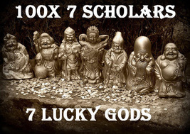 100X 7 SCHOLARS 7 LUCKY GODS EXTREME GOOD FORTUNE HIGHER MAGICK RING PENDANT image 2
