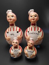 Lefton Baker Boy Ceramic Oil &amp; Vinegar Salt &amp; Pepper Figural Set Hand Pa... - £38.89 GBP