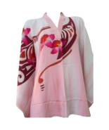 Pink Blue Free Size 42&quot; Floral Batik Kaftan V Neck Cotton Soft Material - $87.86 CAD