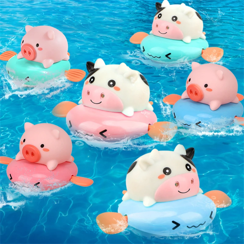 Cute Baby Water Toy Cow Pig Beach Bath Swim Toys Infant Kids Press Spray... - £9.46 GBP