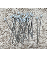 Lot of 25 Round Topped Pearl Corsage Head Pins 2 Inches long White - £7.48 GBP