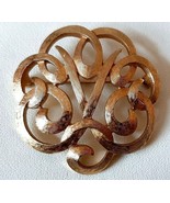 MONET Brooch Pin Crown Trifari Design 1960s Brushed Gold 1 3/4 Inch Diam... - $19.99