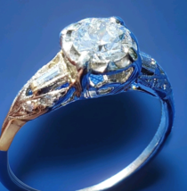 Earth mined Diamond Deco Engagement Ring 0.77 carat Antique Platinum Solitaire - €6.098,30 EUR