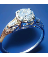 Earth mined Diamond Deco Engagement Ring 0.77 carat Antique Platinum Sol... - €6.020,95 EUR
