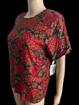 Vintage Langtry Short Sleeve Blouse Women’s Size Medium Rayon Floral NWT - $15.92