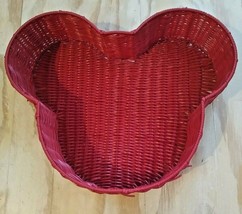 Mickey Mouse Red Plastic Wicker Tray Basket Decor Walt Disney World Florist - £20.61 GBP