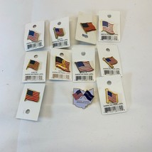 Lot Of 11 American Flag Lapel Pin Hat Pin Tie Tack USA Pride Free Shipping - £15.50 GBP