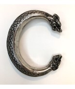 Silver Tone Gothic Dragon Head Cuff Bracelet Beautiful Detail - $20.00