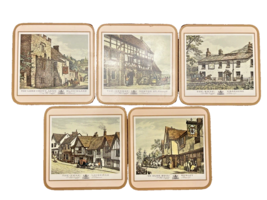 Coasters Old English Inns Pimpernel Cork Backed Set of 5 Vintage - £9.30 GBP