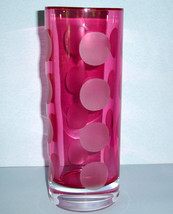 Kate Spade Lenox Bonita Street Crystal 10&quot; Pink Flower Vase Frosted Dots... - £78.26 GBP