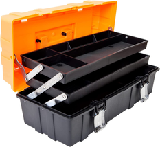 17-Inch Plastic Tool Box,3-Tiers Multi-Function Storage Portable Toolbox... - $43.64